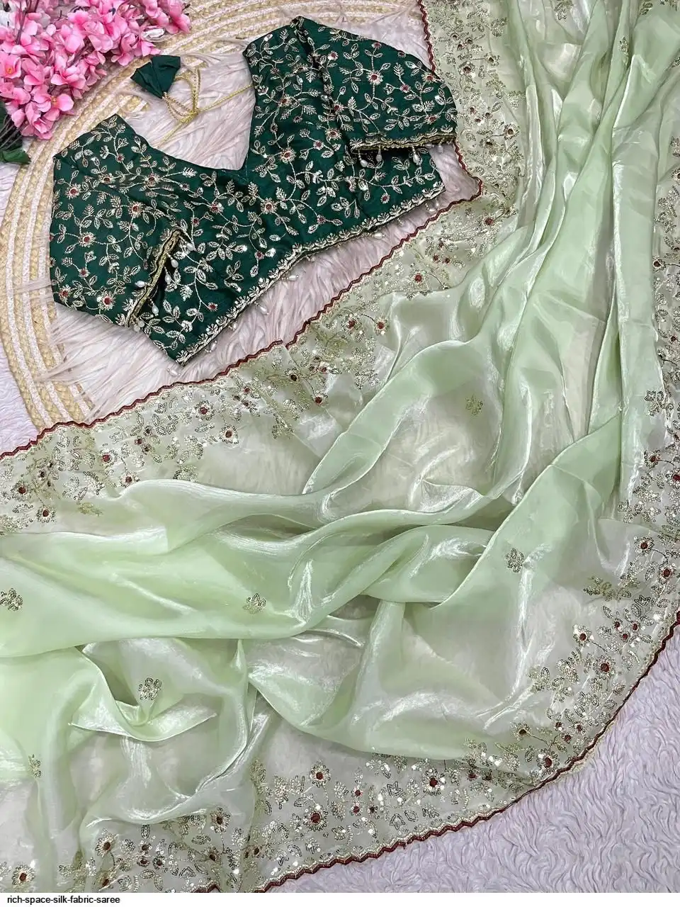 RICH SPACE SILK FABRIC SAREE 1
