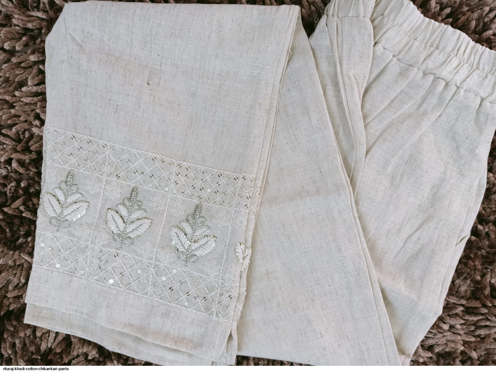 Buy Online Chikankari Pant in White |Jhakhas.com