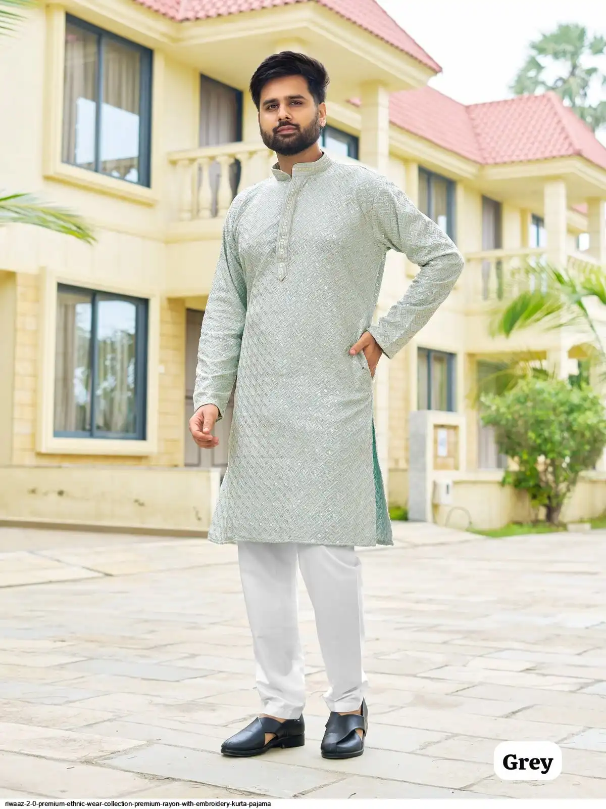 RIWAAZ 2 0 PREMIUM ETHNIC WEAR COLLECTION PREMIUM RAYON WITH EMBROIDERY KURTA PAJAMA D