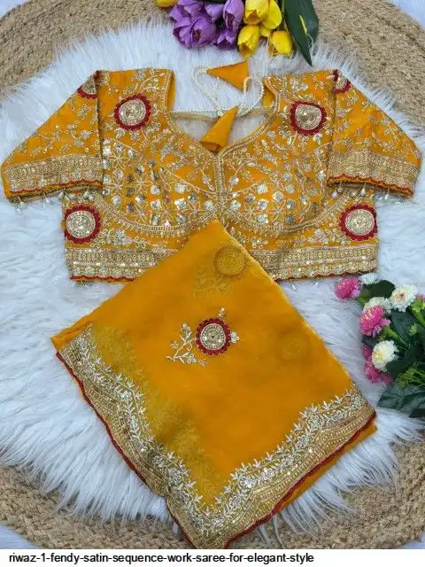 RIWAZ 1 FENDY SATIN SEQUENCE WORK SAREE FOR ELEGANT STYLE E
