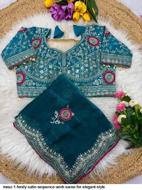 RIWAZ 1 FENDY SATIN SEQUENCE WORK SAREE FOR ELEGANT STYLE B