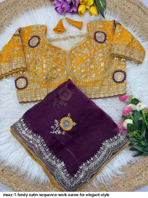 RIWAZ 1 FENDY SATIN SEQUENCE WORK SAREE FOR ELEGANT STYLE C