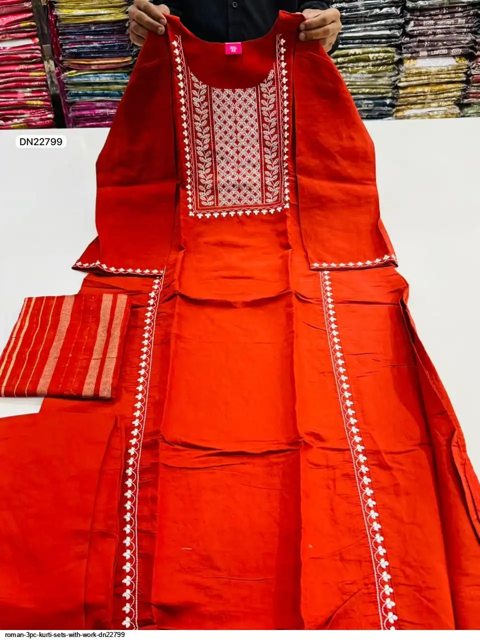 ROMAN 3PC KURTI SETS WITH WORK DN22799 B