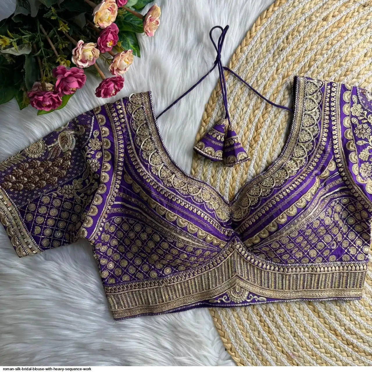ROMAN SILK BRIDAL BLOUSE WITH HEAVY SEQUENCE WORK B