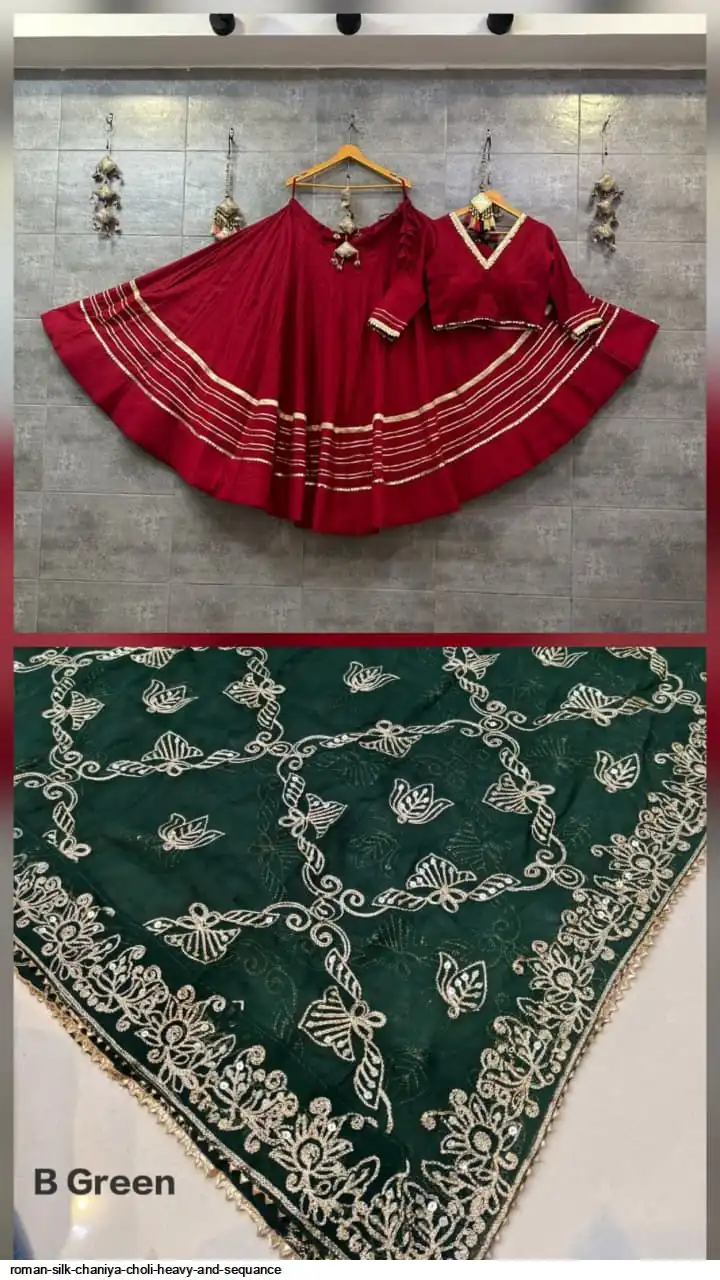ROMAN SILK CHANIYA CHOLI HEAVY AND SEQUANCE 4