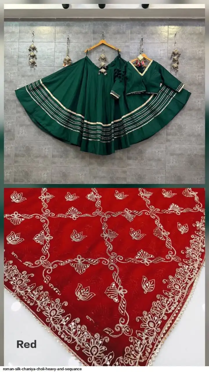 ROMAN SILK CHANIYA CHOLI HEAVY AND SEQUANCE 5