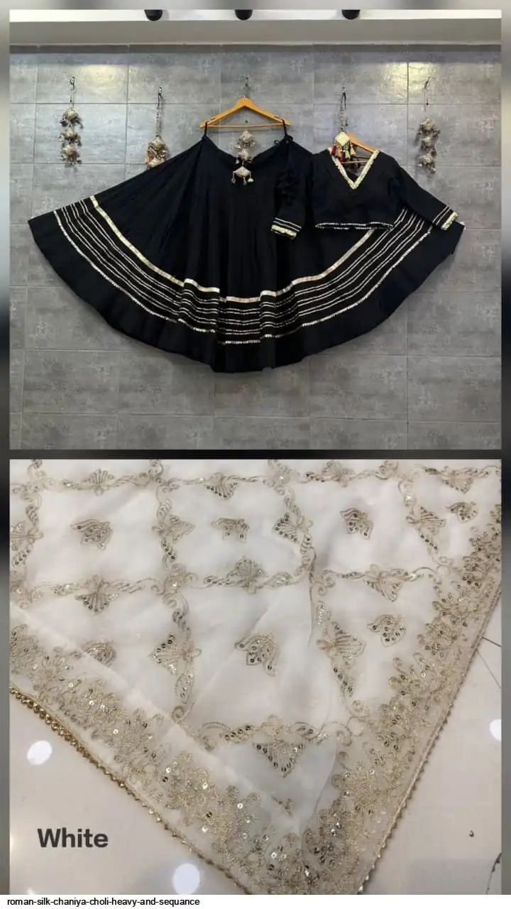 ROMAN SILK CHANIYA CHOLI HEAVY AND SEQUANCE 7
