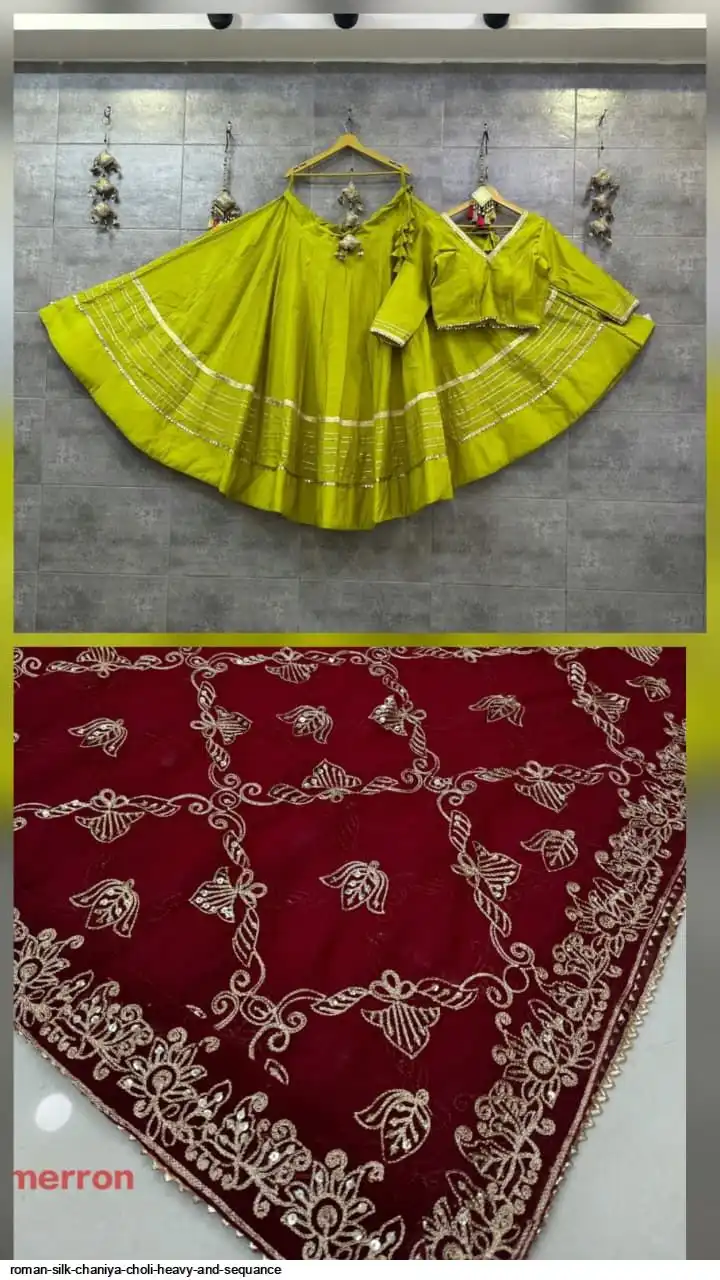 ROMAN SILK CHANIYA CHOLI HEAVY AND SEQUANCE 6
