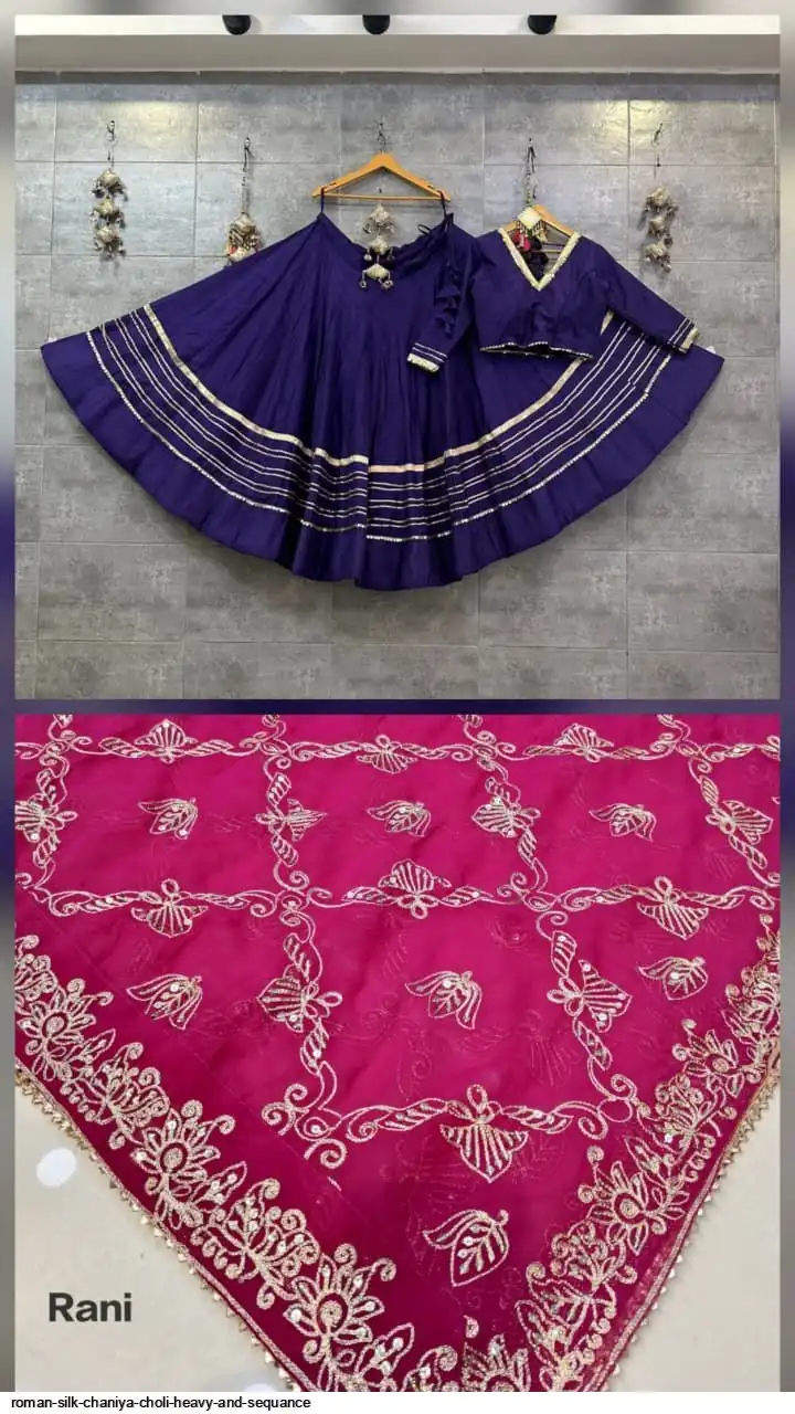 ROMAN SILK CHANIYA CHOLI HEAVY AND SEQUANCE 8