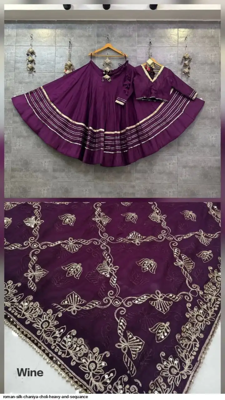 ROMAN SILK CHANIYA CHOLI HEAVY AND SEQUANCE 9