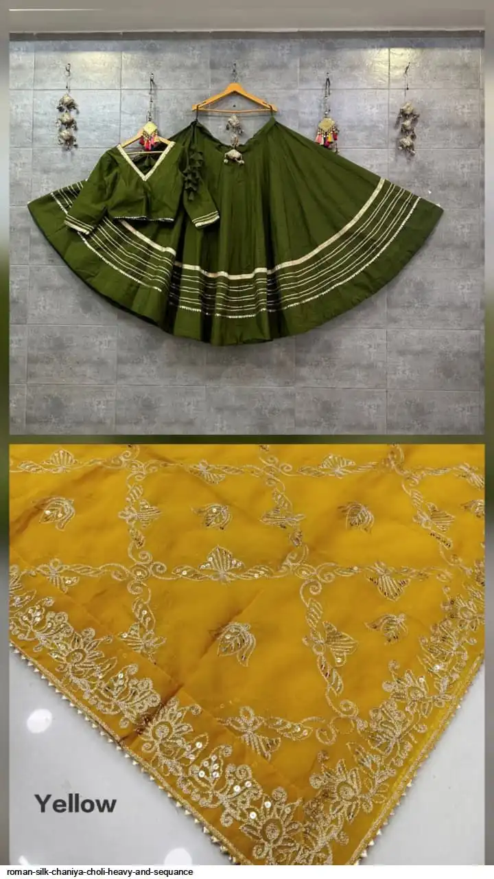 ROMAN SILK CHANIYA CHOLI HEAVY AND SEQUANCE 10