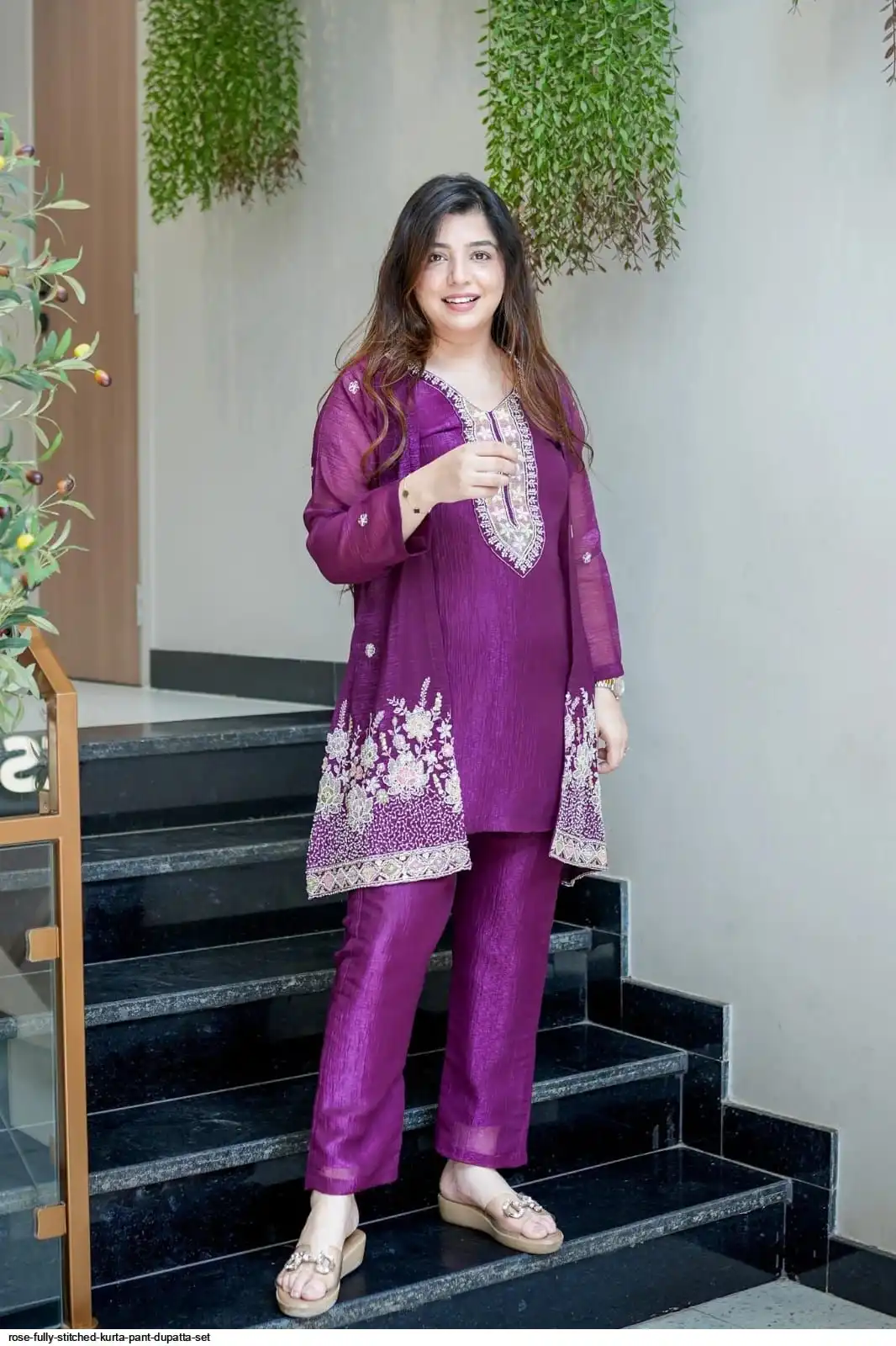 ROSE FULLY STITCHED KURTA PANT DUPATTA SET 2