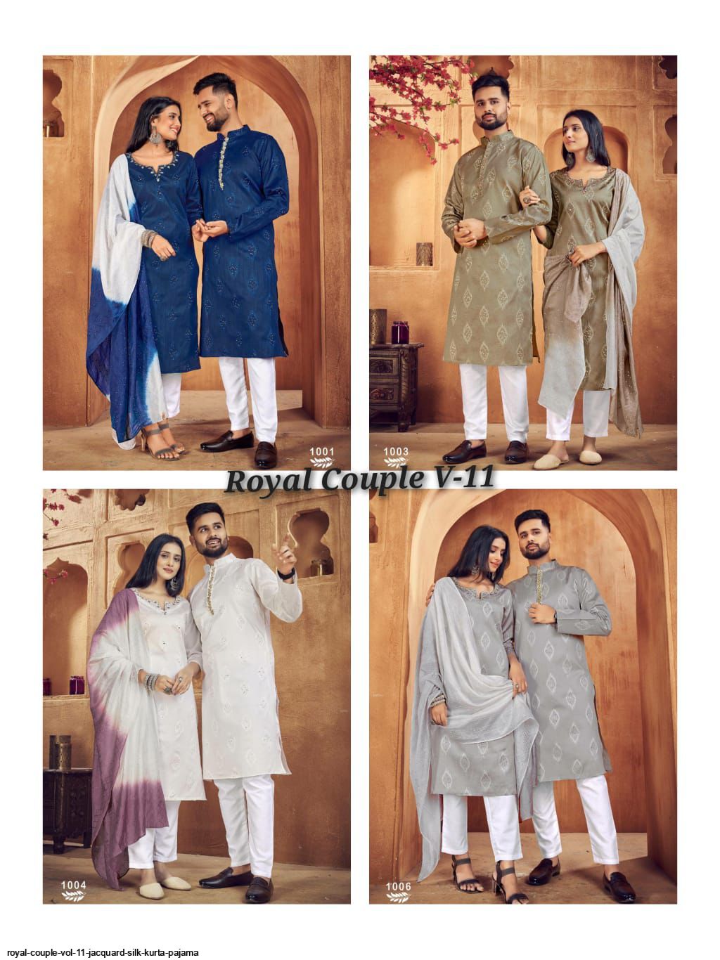 Royal Blue Silk Kurta With Pajama Set For Father-Son