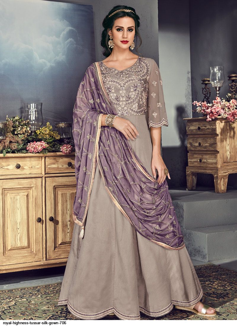 Tussar shop silk gown