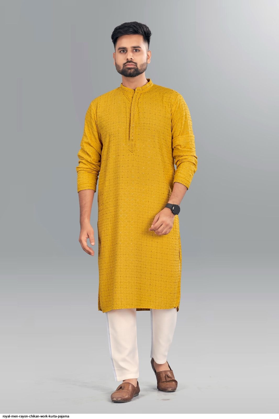 Royal Blue - White Kurta Pyjama Set - A.T.U.N