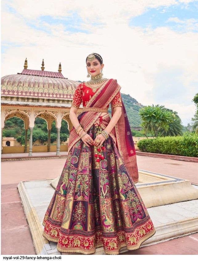 Indian Grey And Magenta Lehenga With Digital Printed And Ind