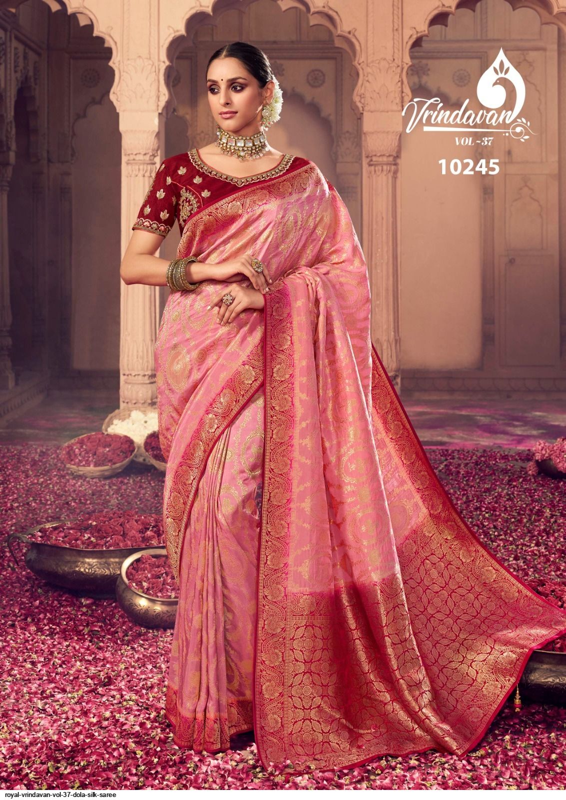 Royal Essence of Latest Designer Rani Pink Saree for Bride