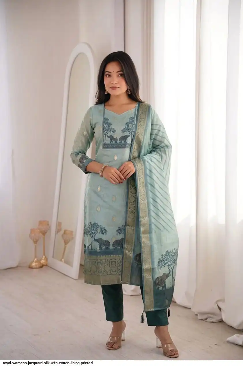 ROYAL WOMENS JACQUARD SILK WITH COTTON LINING PRINTED B