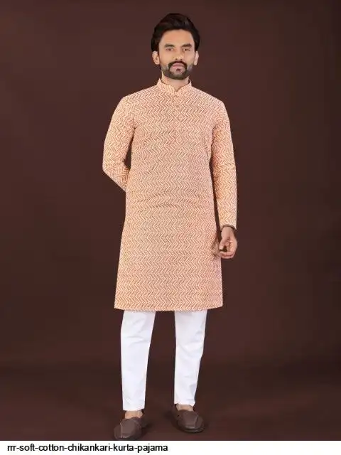 RRR SOFT COTTON CHIKANKARI KURTA PAJAMA B