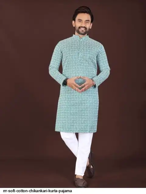 RRR SOFT COTTON CHIKANKARI KURTA PAJAMA C