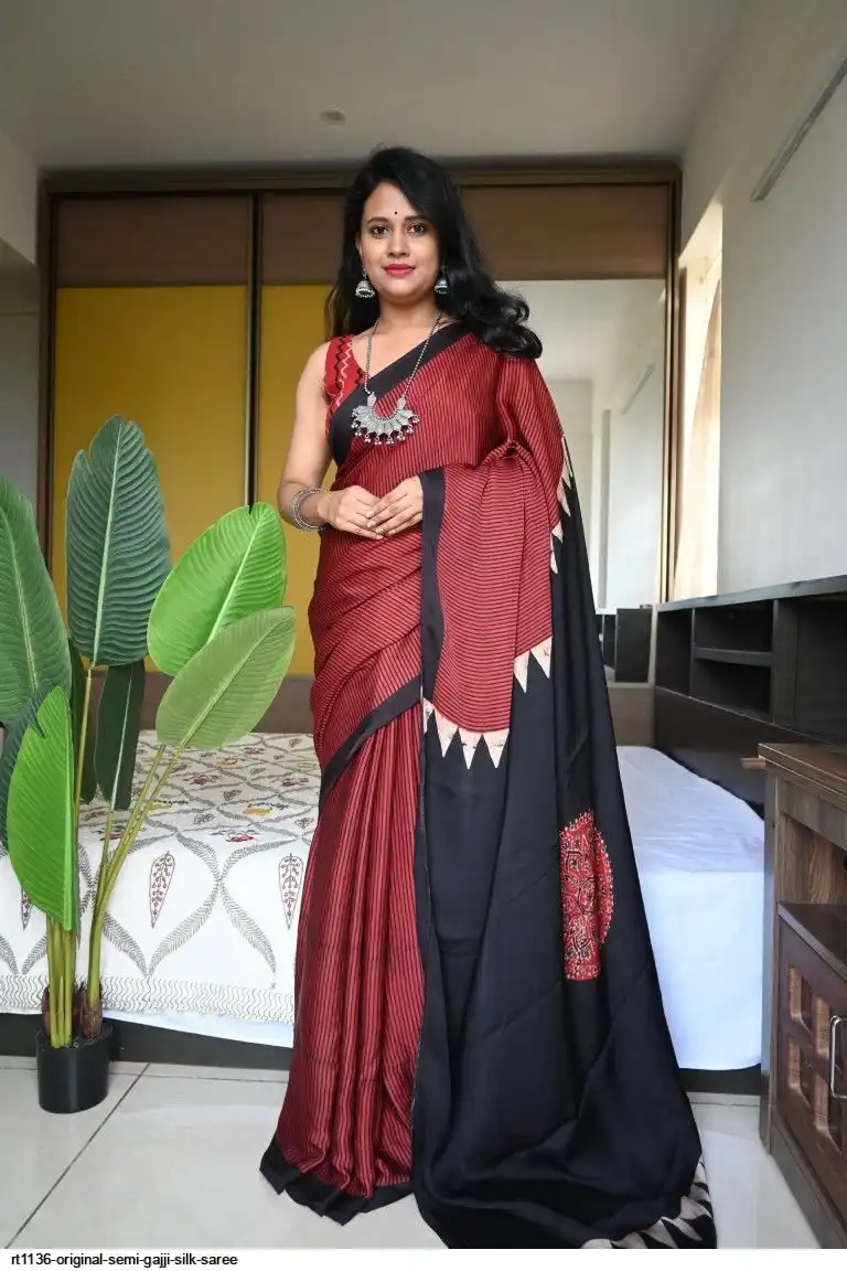 RT1136 ORIGINAL SEMI GAJJI SILK SAREE