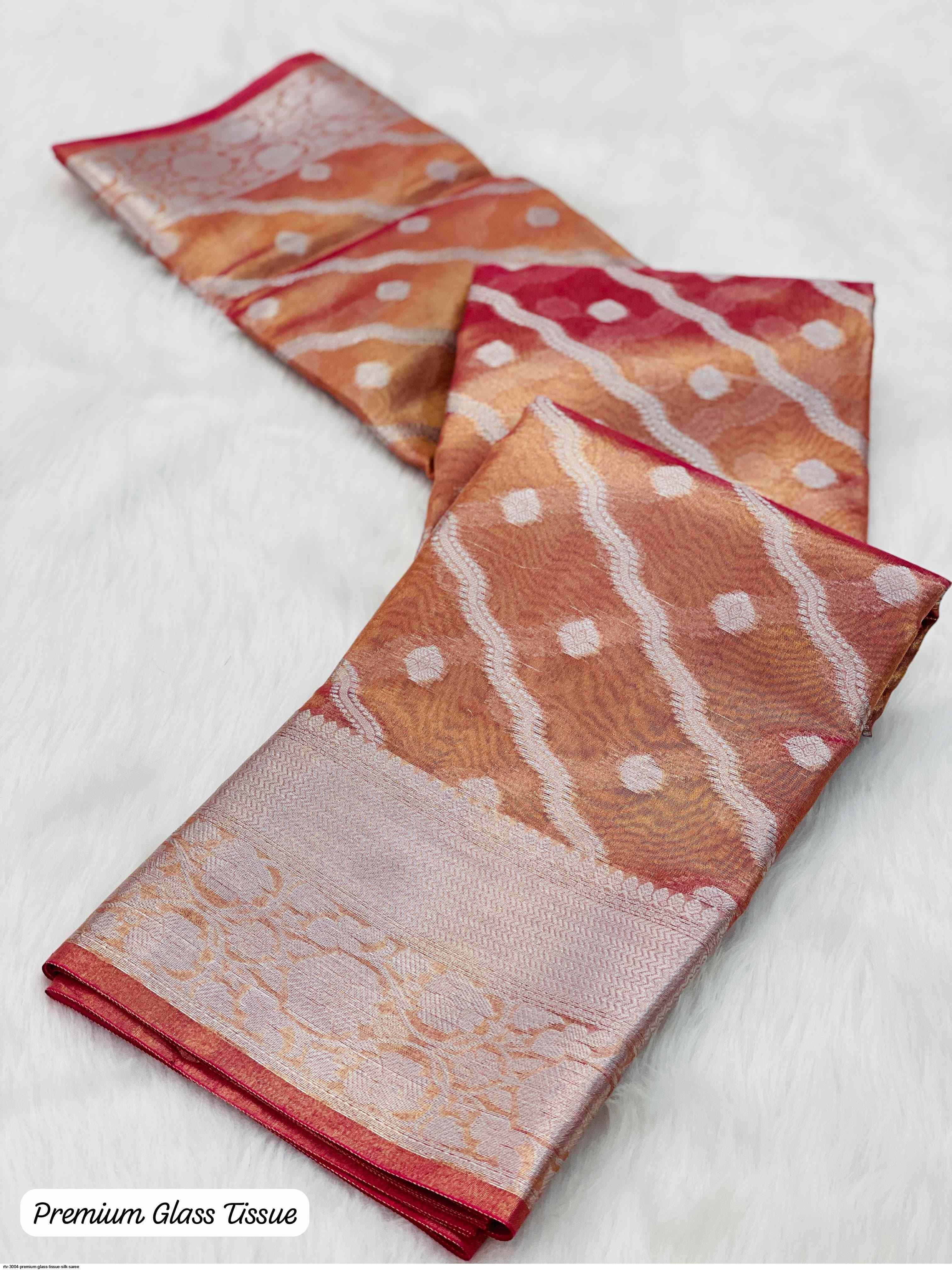 RTV 3004 PREMIUM GLASS TISSUE SILK SAREE