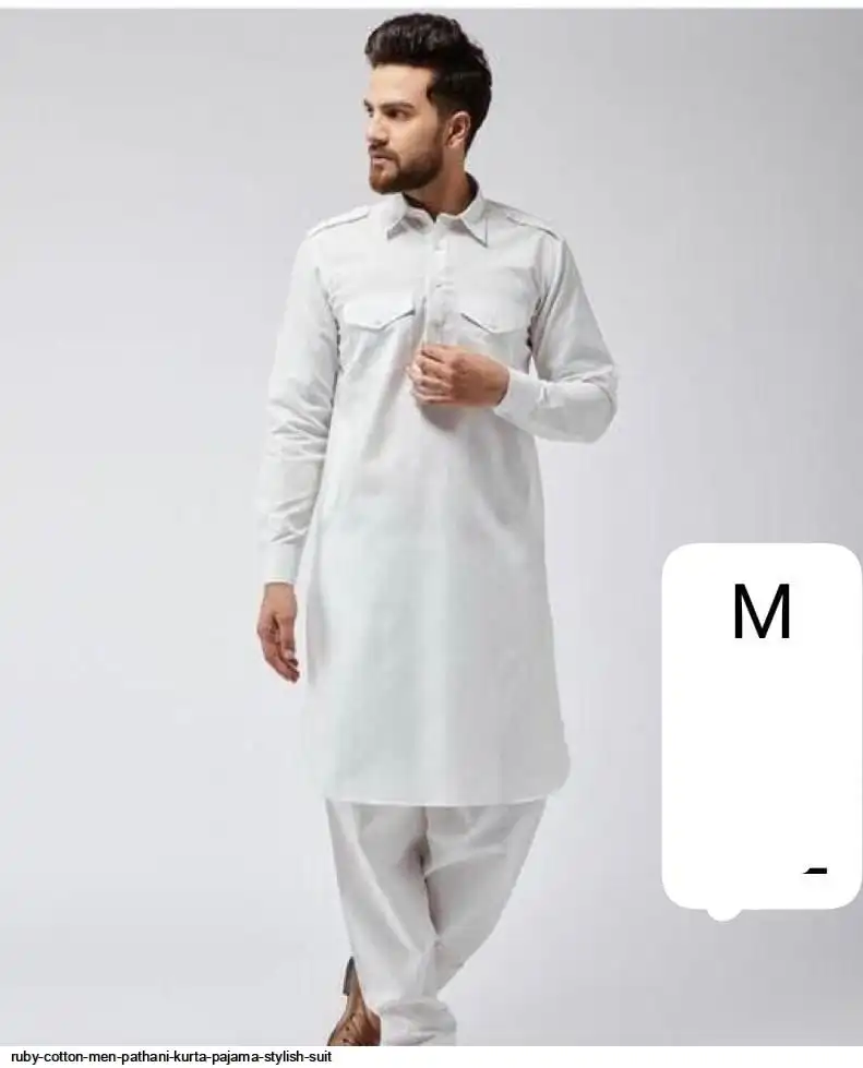 RUBY COTTON MEN PATHANI KURTA PAJAMA STYLISH SUIT D