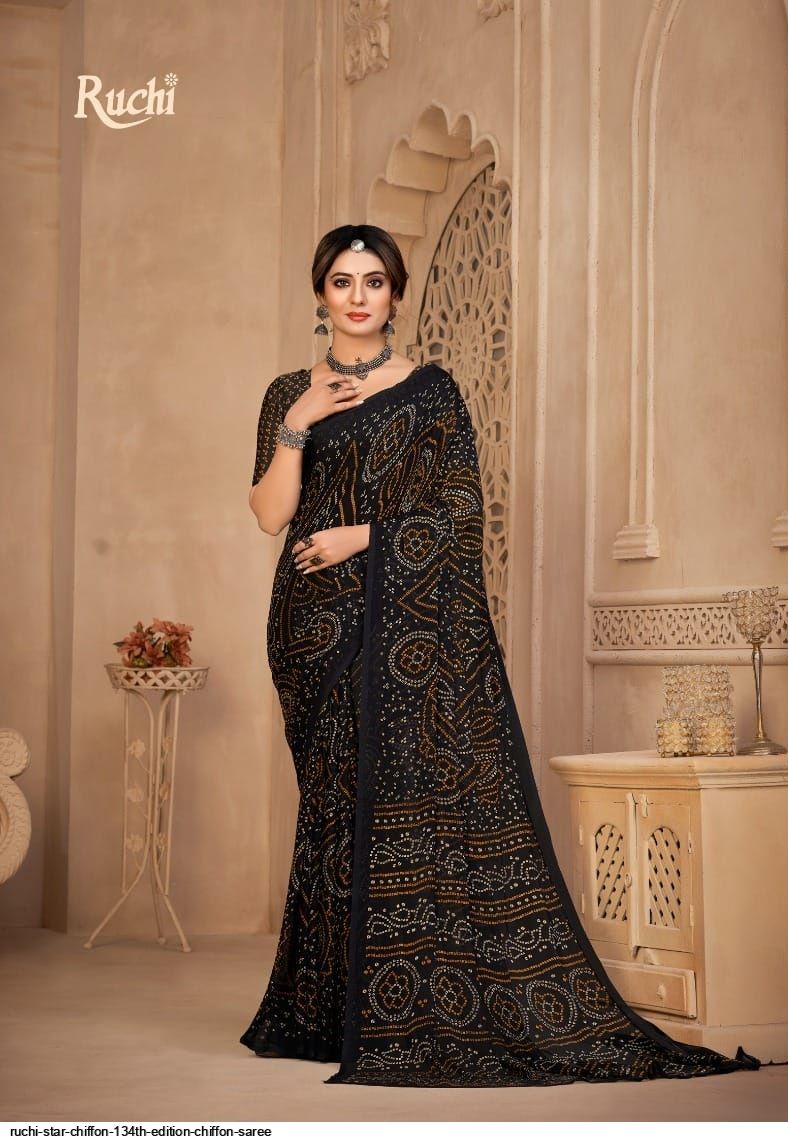 Ladies Black Embroidered Chiffon Saree at Rs 945/piece in Surat | ID:  2851885861955