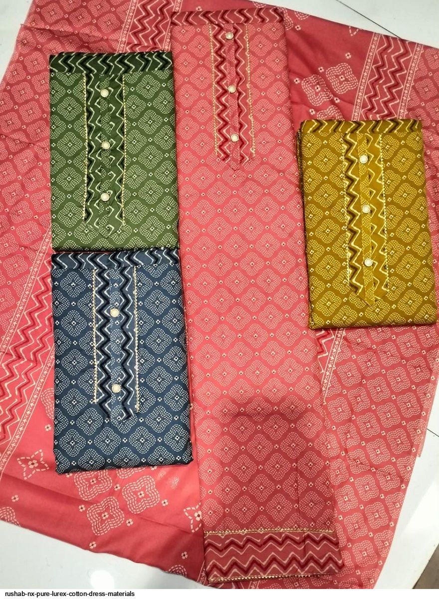 RUSHAB NX PURE LUREX COTTON DRESS MATERIALS