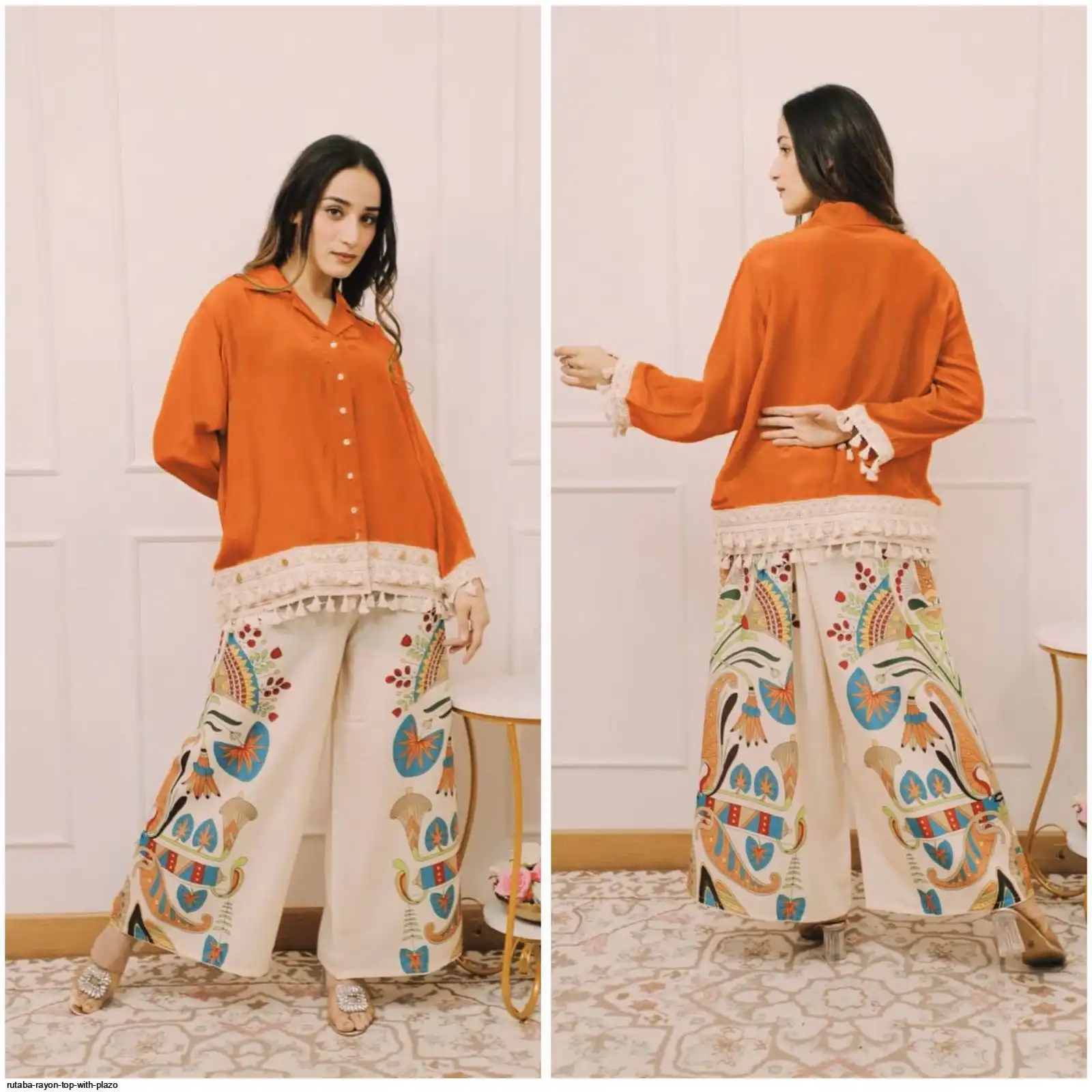 RUTABA RAYON TOP WITH PLAZO C
