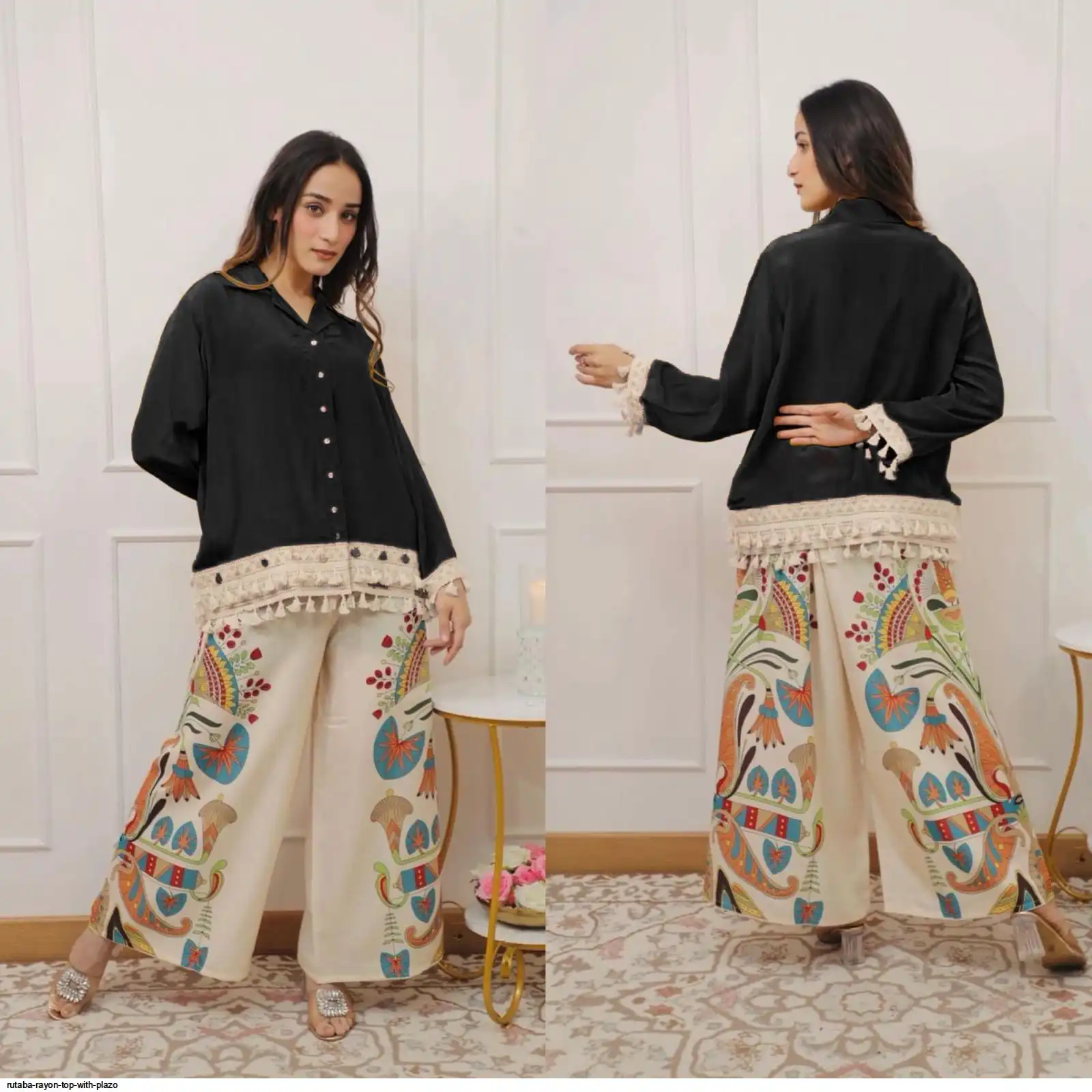 RUTABA RAYON TOP WITH PLAZO E