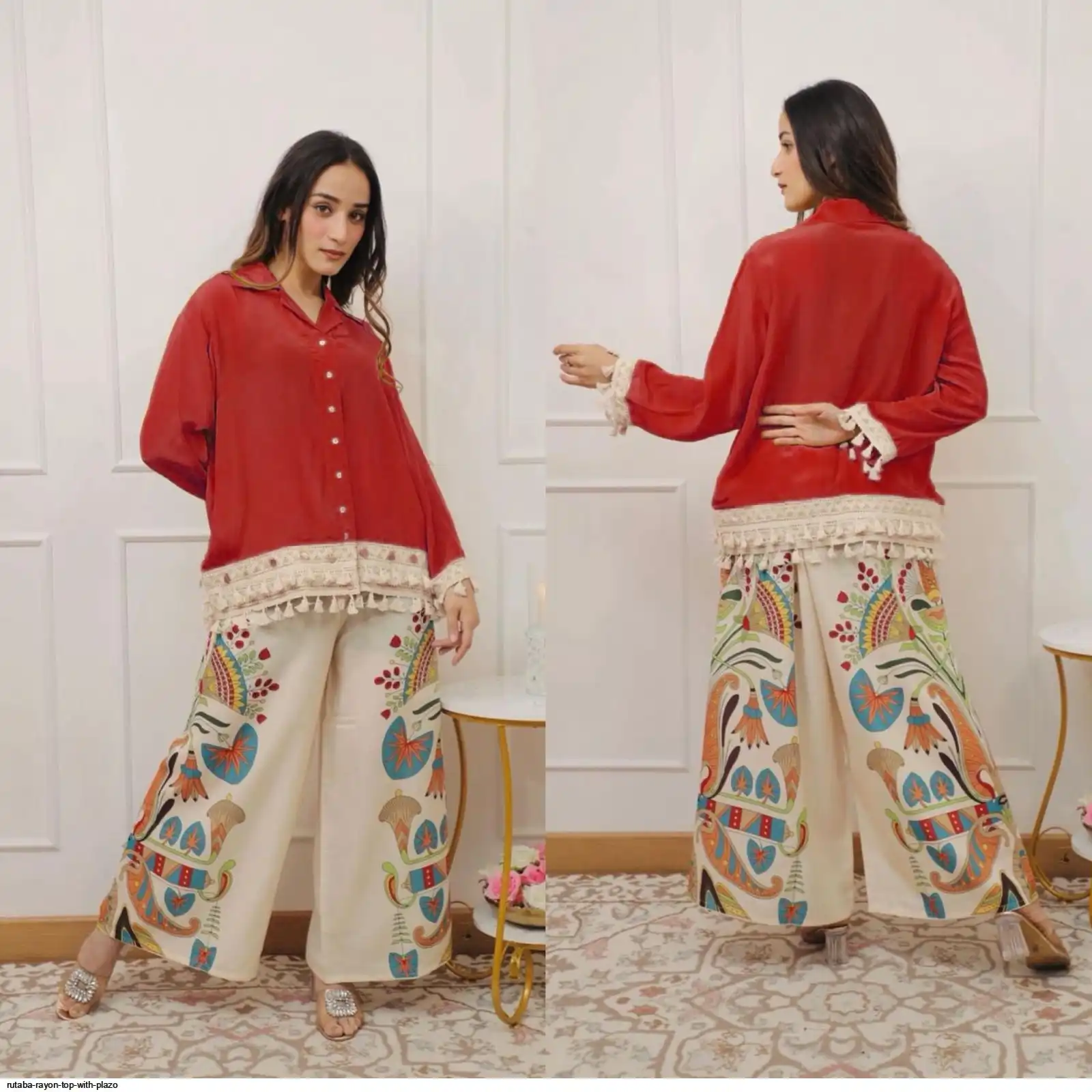 RUTABA RAYON TOP WITH PLAZO D