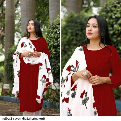 RUTBA 2 RAYON DIGITAL PRINT KURTI C