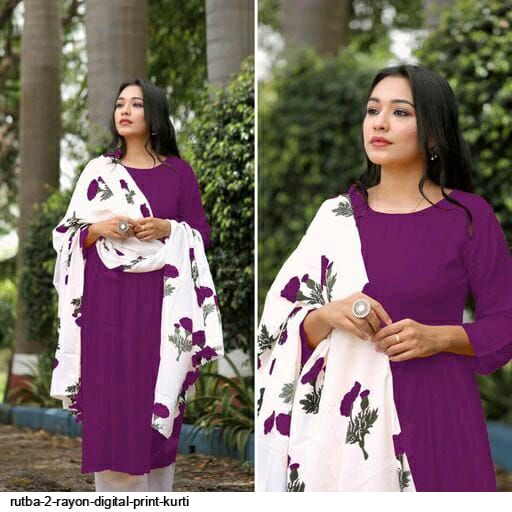 RUTBA 2 RAYON DIGITAL PRINT KURTI F