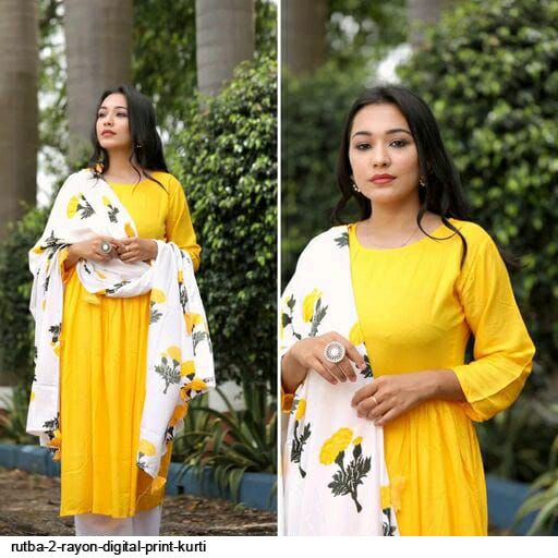 RUTBA 2 RAYON DIGITAL PRINT KURTI E
