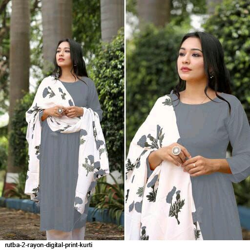 RUTBA 2 RAYON DIGITAL PRINT KURTI D