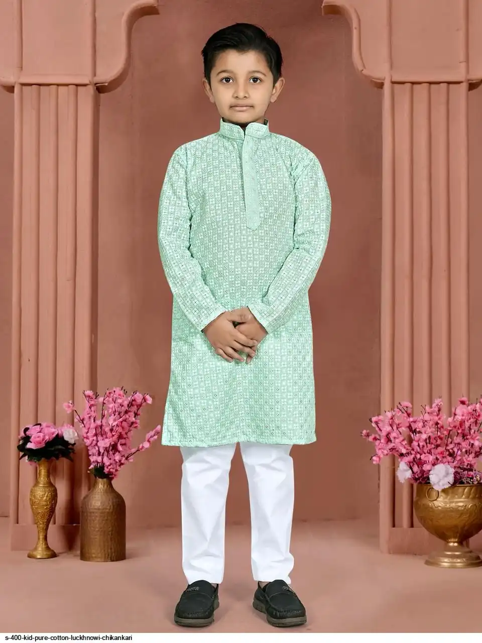 S 400 KID PURE COTTON LUCKHNOWI CHIKANKARI B