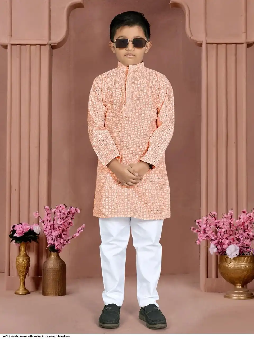 S 400 KID PURE COTTON LUCKHNOWI CHIKANKARI C