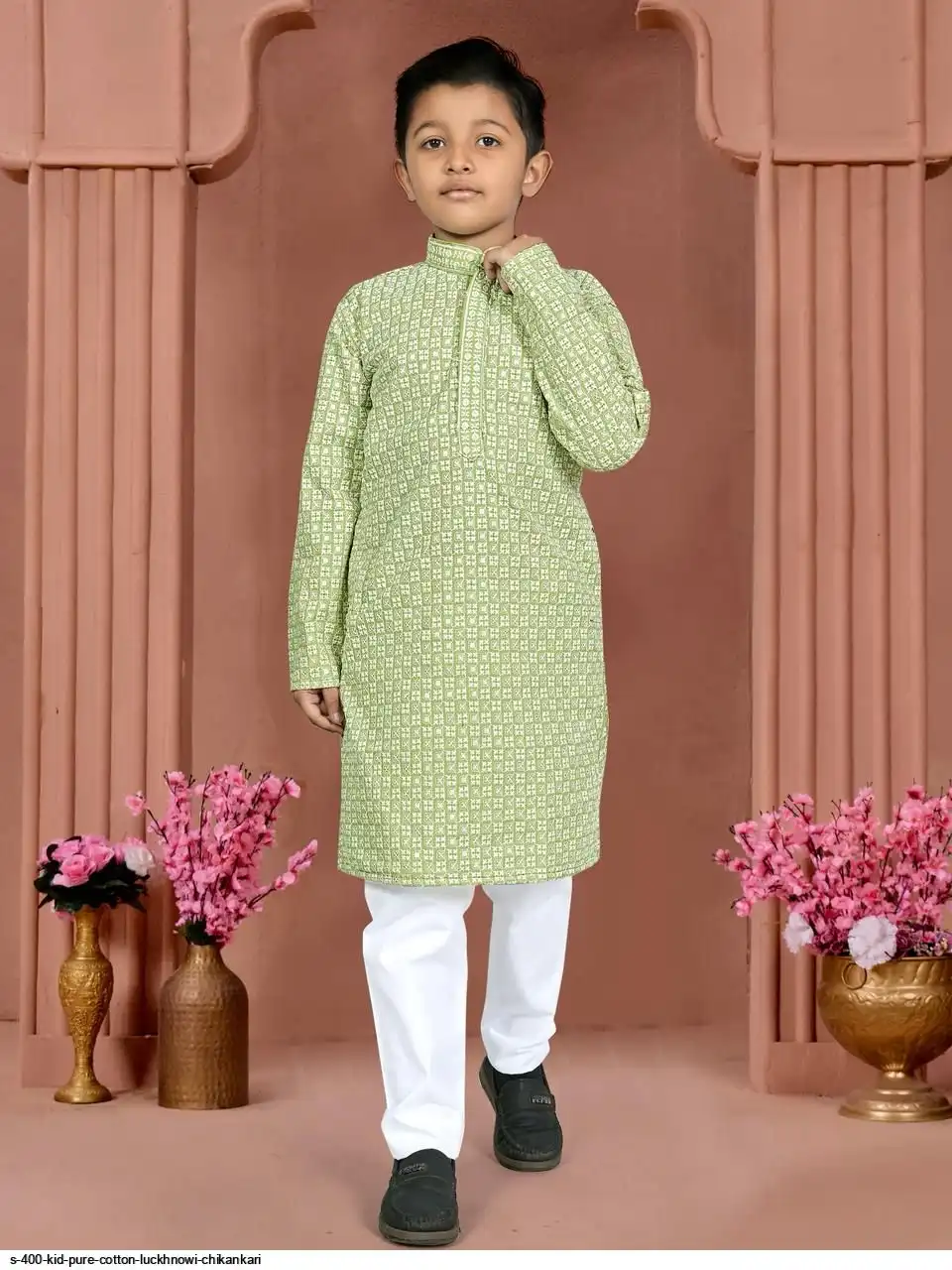 S 400 KID PURE COTTON LUCKHNOWI CHIKANKARI D