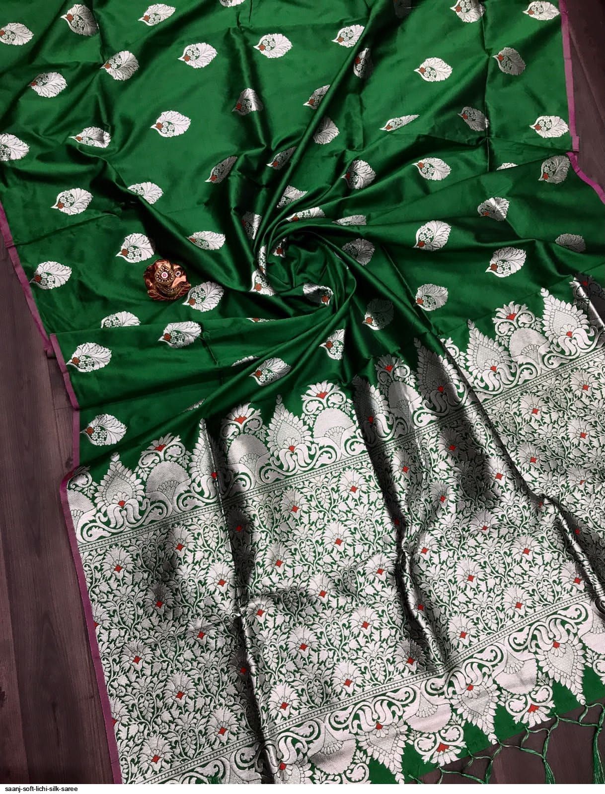 SAANJ SOFT LICHI SILK SAREE E