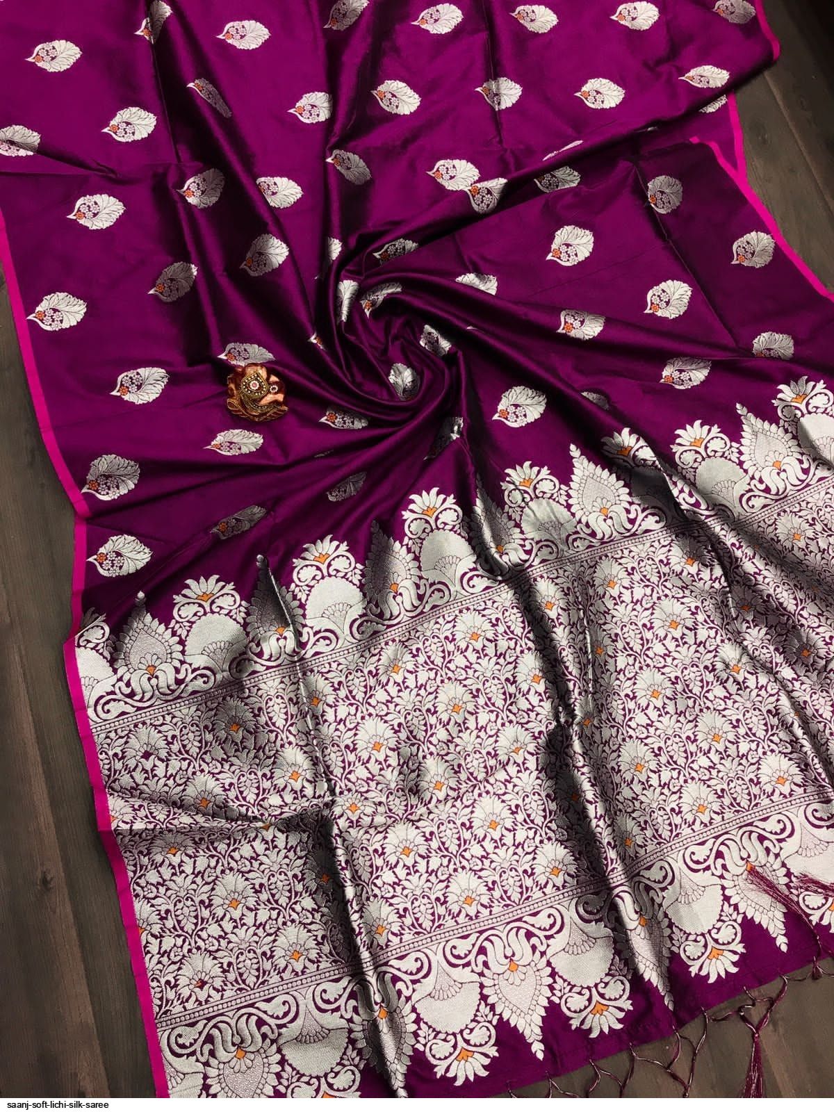 SAANJ SOFT LICHI SILK SAREE A