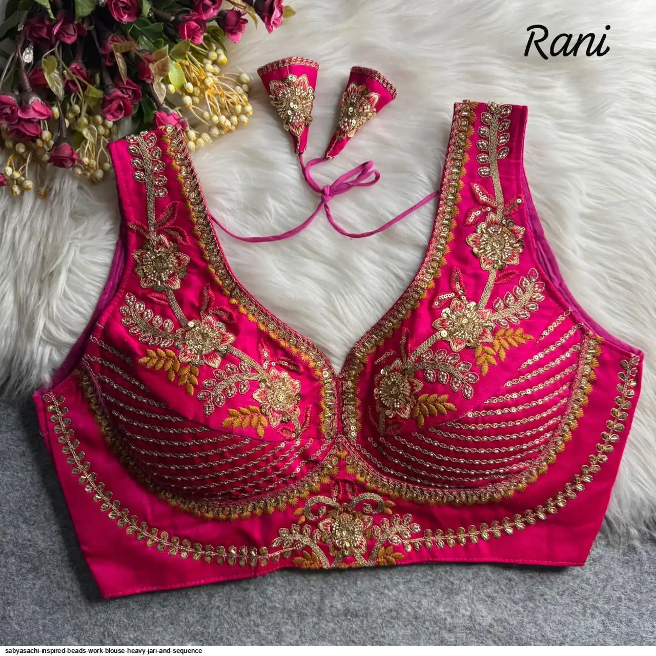 SABYASACHI INSPIRED BEADS WORK BLOUSE HEAVY JARI AND SEQUENCE 2