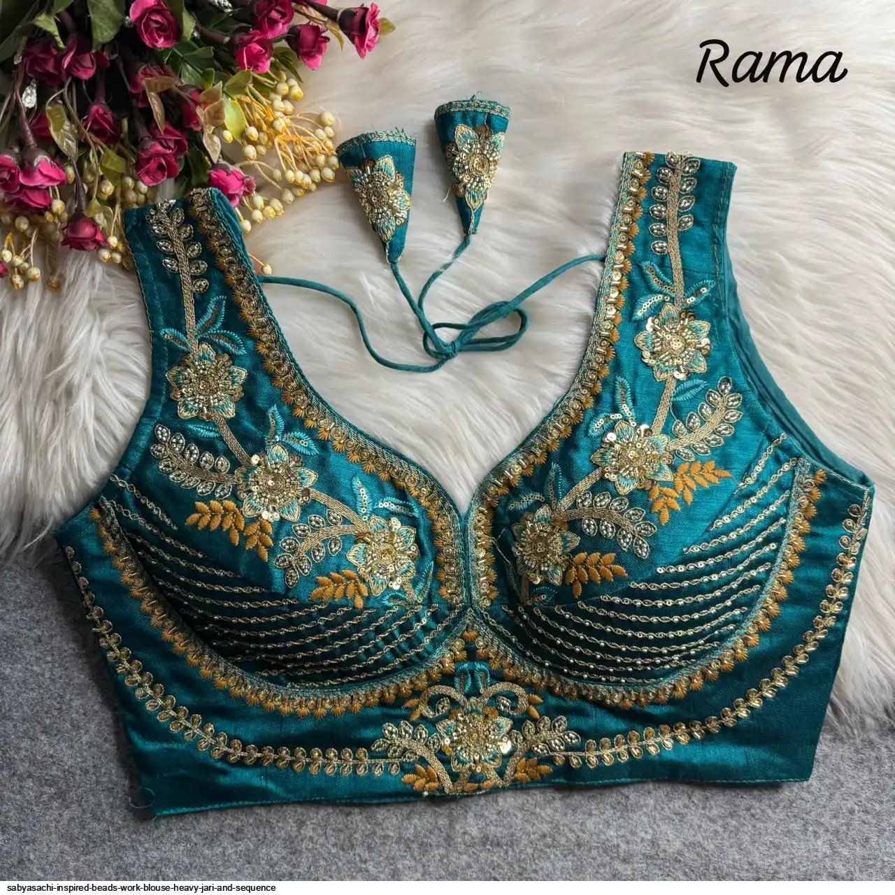 SABYASACHI INSPIRED BEADS WORK BLOUSE HEAVY JARI AND SEQUENCE 4