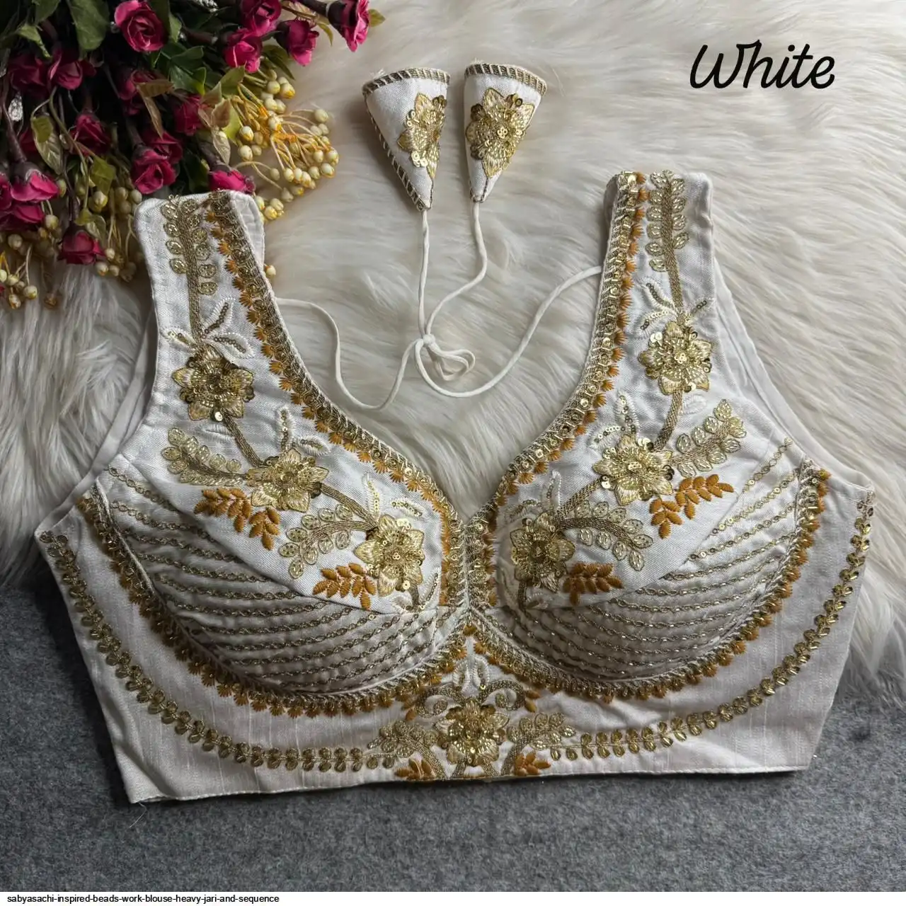 SABYASACHI INSPIRED BEADS WORK BLOUSE HEAVY JARI AND SEQUENCE 6