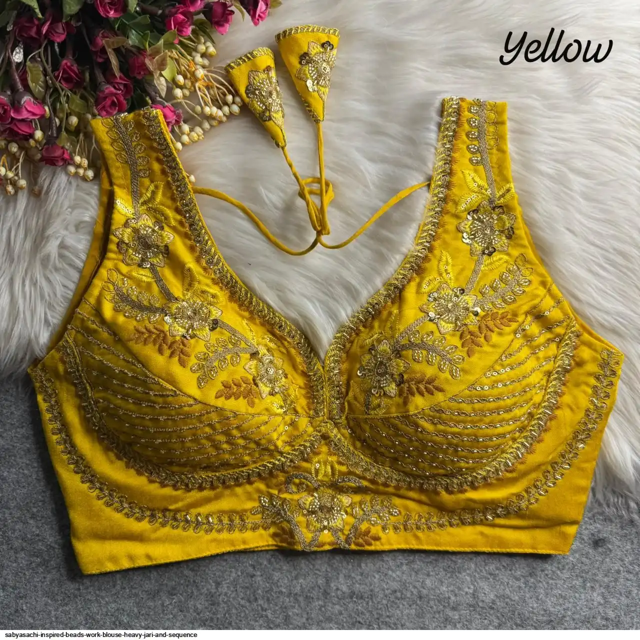 SABYASACHI INSPIRED BEADS WORK BLOUSE HEAVY JARI AND SEQUENCE 10