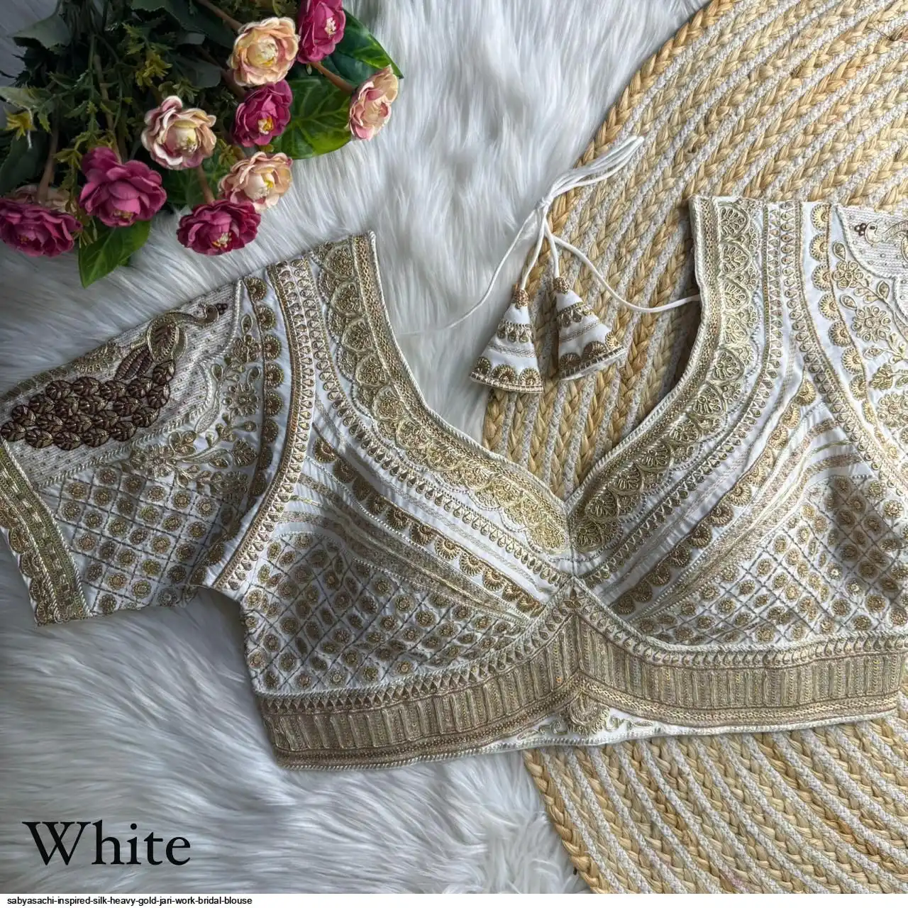 SABYASACHI INSPIRED SILK HEAVY GOLD JARI WORK BRIDAL BLOUSE F