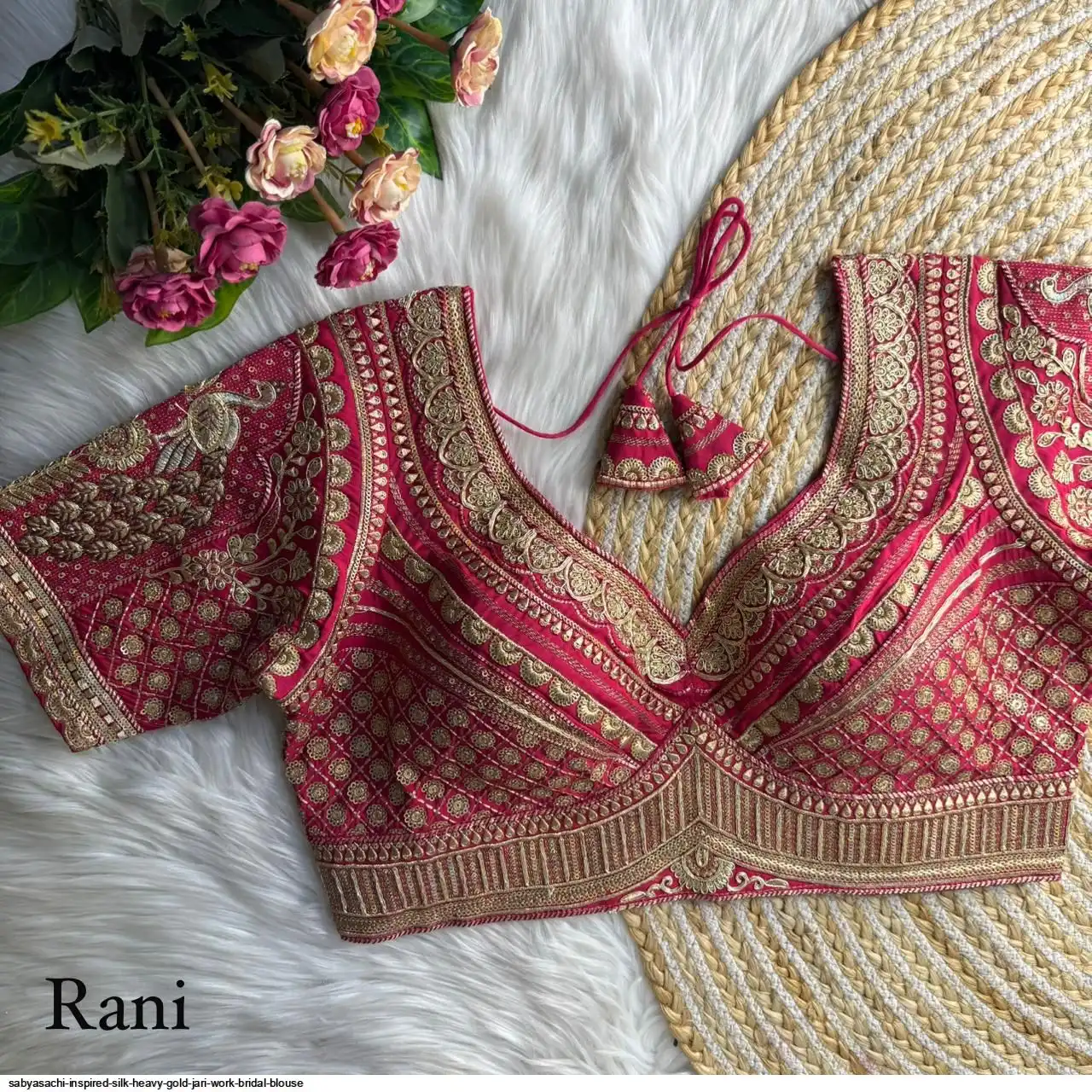 SABYASACHI INSPIRED SILK HEAVY GOLD JARI WORK BRIDAL BLOUSE A