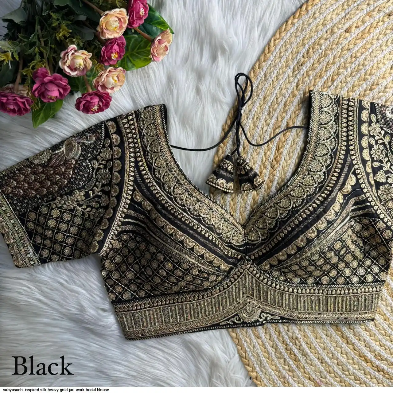 SABYASACHI INSPIRED SILK HEAVY GOLD JARI WORK BRIDAL BLOUSE D