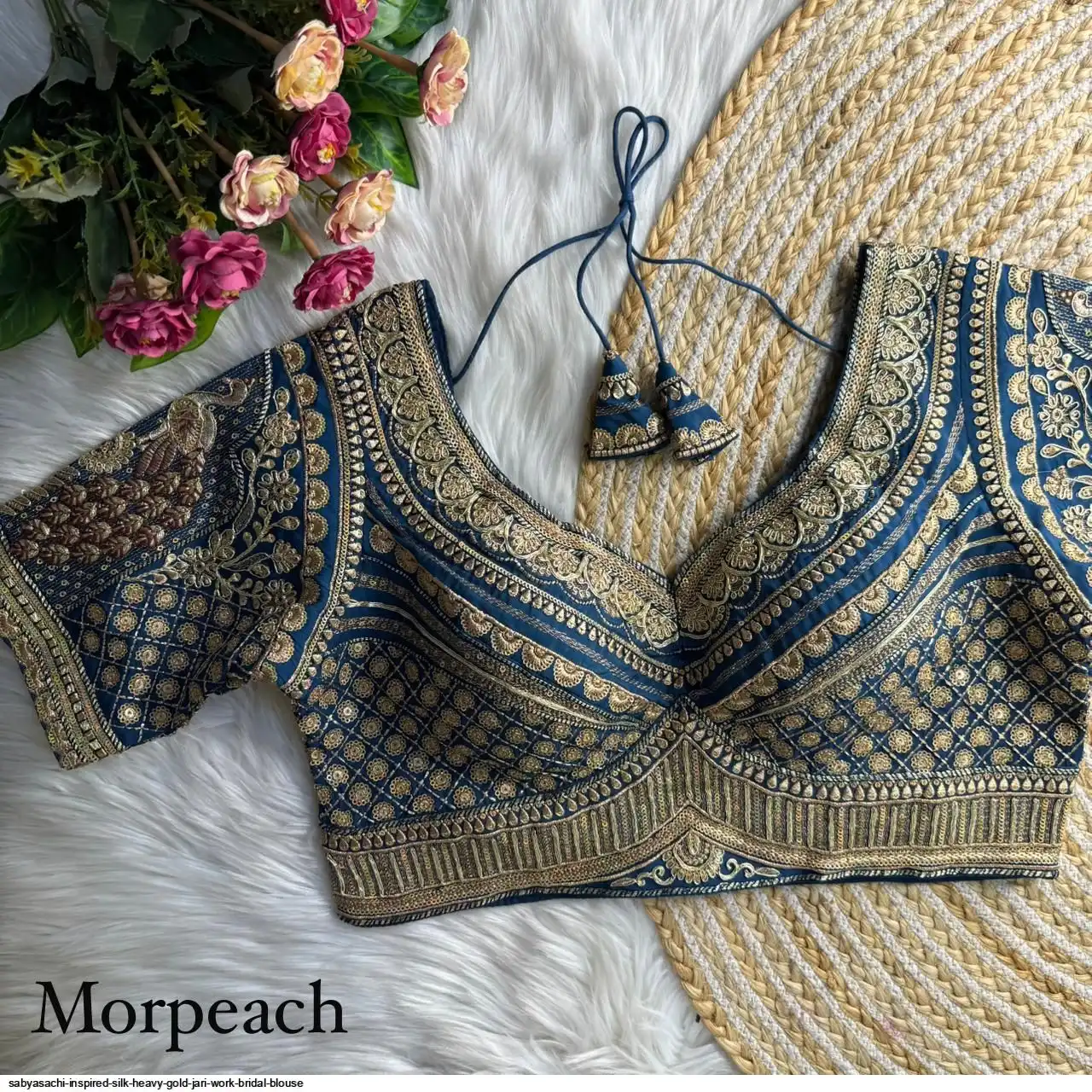 SABYASACHI INSPIRED SILK HEAVY GOLD JARI WORK BRIDAL BLOUSE H
