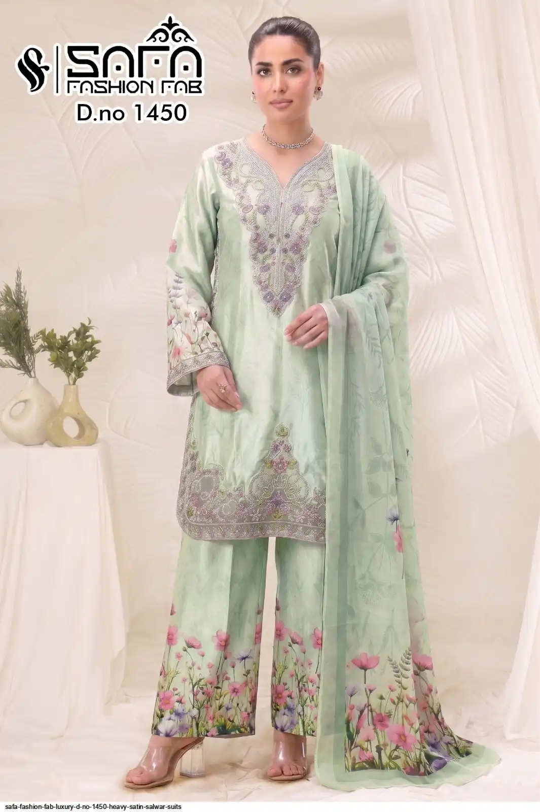 SAFA FASHION FAB LUXURY D NO 1450 HEAVY SATIN SALWAR SUITS 2